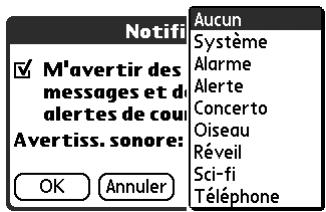 PALM TUNGSTEN T2 - Pour définir les options de notification : - 3