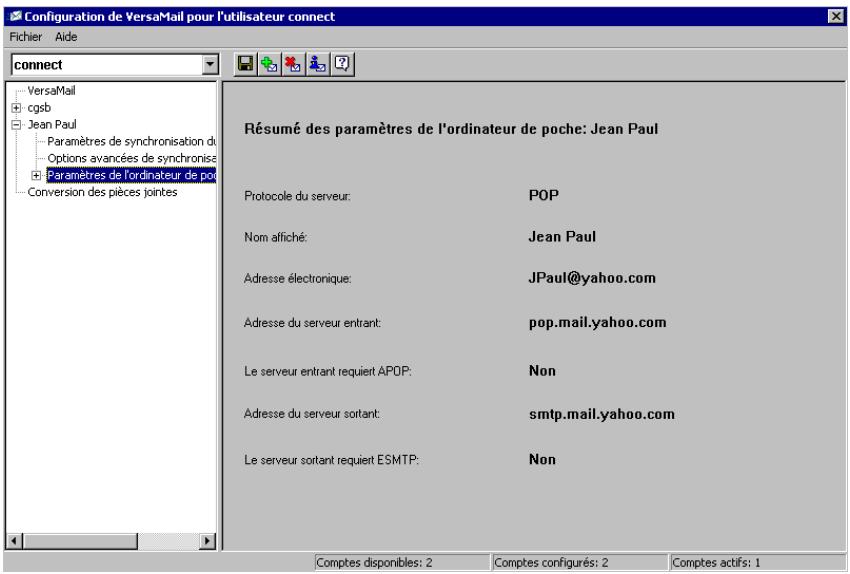 PALM TUNGSTEN T2 - Ecrans relatifs aux informations des comptes - 2