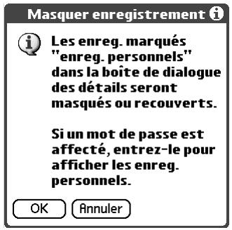 PALM TUNGSTEN T2 - Pour masquer tous les enregistrements personnels : - 2