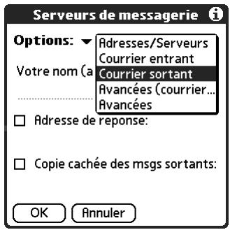 PALM TUNGSTEN T2 - Pour configurer les paramètres du serveur de réception (SMTP) : - 1