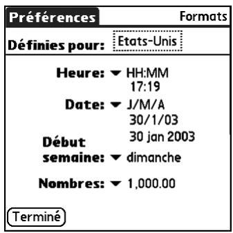 PALM TUNGSTEN T2 - Pour définir le pays par défaut : - 1