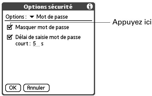 PALM TUNGSTEN T2 - Pour masquer la saisie du mot de passe : - 1