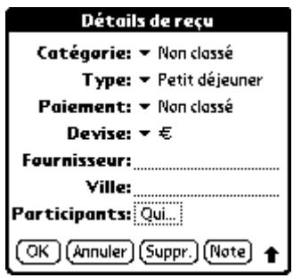 PALM TUNGSTEN T2 - Pour ouvrir la boîte de dialogue Détails de reçu : - 1