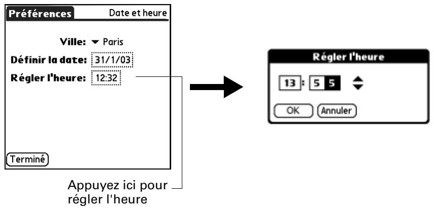 PALM TUNGSTEN T2 - Pour paramétrer l'heure : - 1