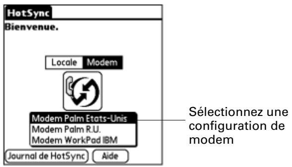 PALM TUNGSTEN T2 - Préparation de l'ordinateur de poche pour une opération HotSync par modem - 1