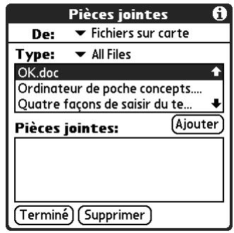 PALM TUNGSTEN T2 - Pour joindre un fichier à partir d'une carte d'extension : - 4