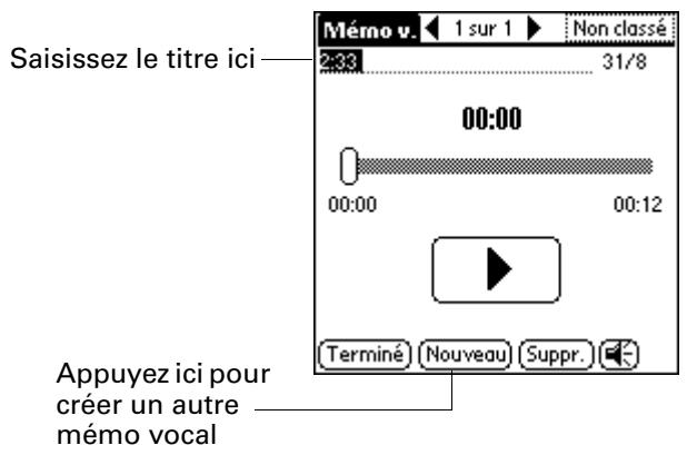 PALM TUNGSTEN T2 - Pour enregistrer un mémo vocal sur l'ordinateur de poche : - 1