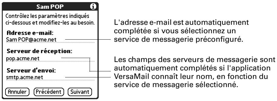 PALM TUNGSTEN T2 - Pour saisir les paramètres des serveurs de messagerie : - 1