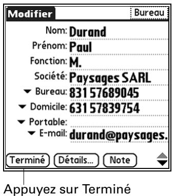 PALM TUNGSTEN T2 - Pour créer une nouvelle entrée dans l'application Adresses : - 2