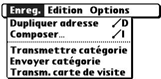 PALM TUNGSTEN T2 - Menus Enreg. - 1