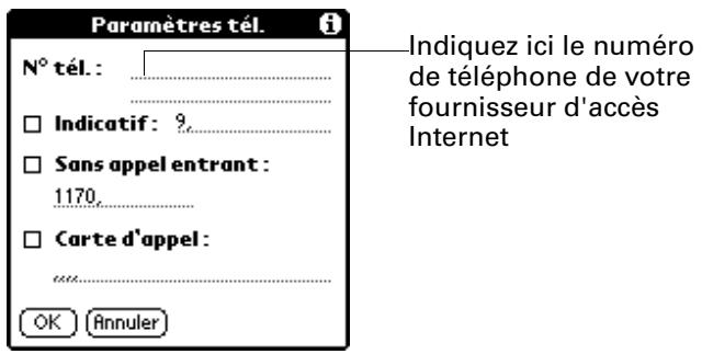 PALM TUNGSTEN T2 - Pour saisir le numéro de téléphone d'un serveur : - 1
