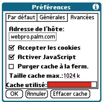 PALM TUNGSTEN T2 - Pour modifier la taille et le contenu de la mémoire cache : - 1