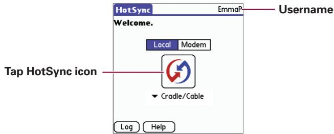 PALM TUNGSTENE - HotSync process does not begin after tapping the Star icon - 1