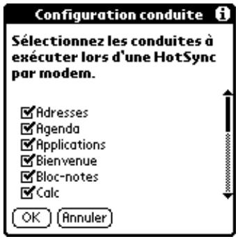PALM ZIRE 21 - Sélection des conduites pour une opération hotsync par réseau - 1