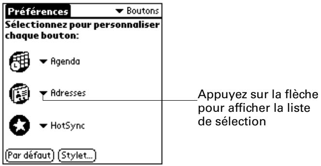PALM ZIRE 21 - Pour modifier les préférences des boutons : - 1