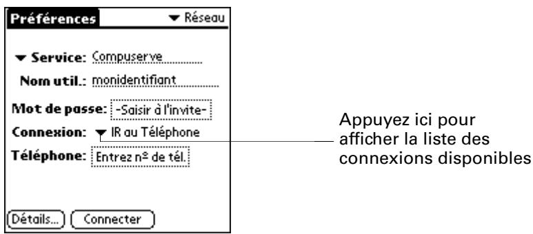 PALM ZIRE 21 - Pour choisir une connexion - 1