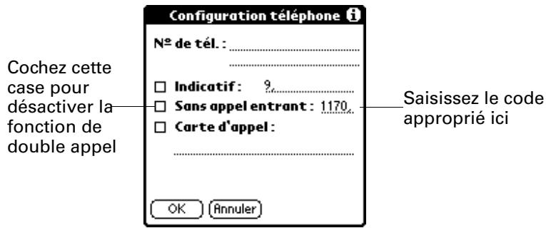 PALM ZIRE 21 - Pour désactiver le service double appel : - 1