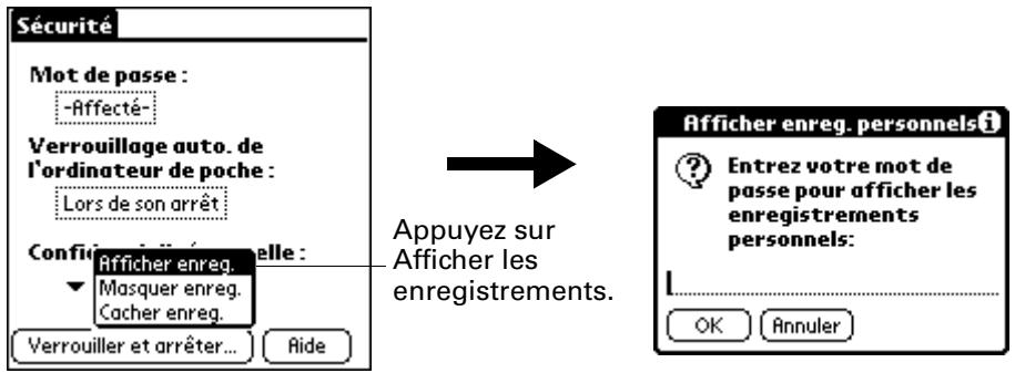 PALM ZIRE 21 - Pour afficher tous les enregistrements personnels : - 1