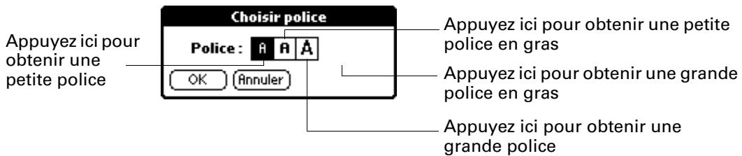 PALM ZIRE 21 - Pour changer le style de la police : - 1