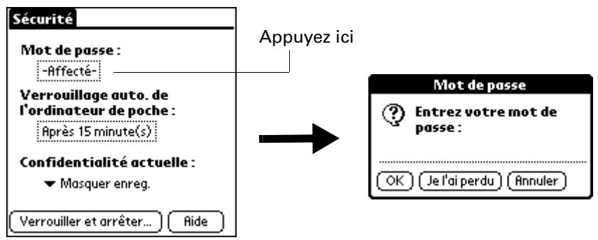 PALM ZIRE 21 - Pour modifier ou supprimer votre mot de passe - 1