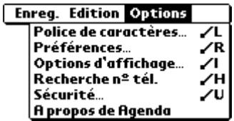 PALM ZIRE 21 - Utilisation des menus de l'application agenda - 1