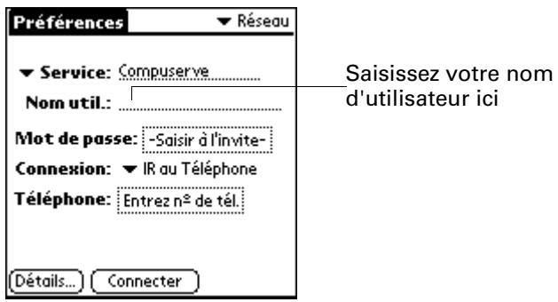 PALM ZIRE 21 - Pour saisir un nom d'utilisateur : - 1