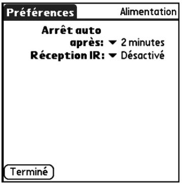 PALM ZIRE 21 - Option alimentation de l'écran préférences - 1