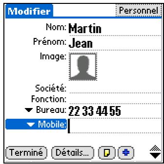 PALM ZIRE 31 - Ajout d'un contact - 3
