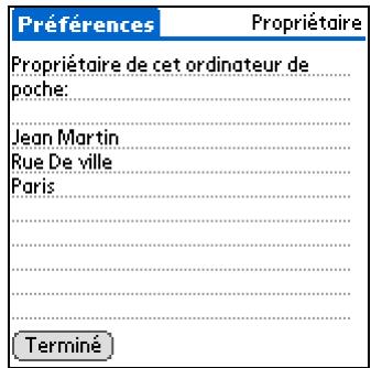 PALM ZIRE 31 - Saisie de vos informations de propriété - 1