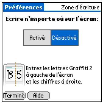 PALM ZIRE 31 - Choix de la zone de saisie - 1