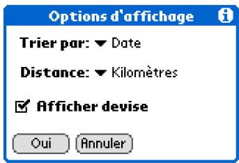 PALM ZIRE 31 - Personnalisation de la liste des dépenses - 2