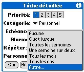 PALM ZIRE 31 - Planification d'une tâche répétée - intervalle inhabituel - 1
