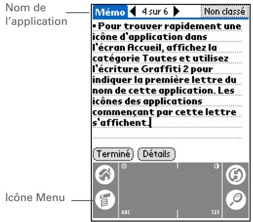 PALM ZIRE 31 - Utilisation des menus - 1