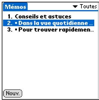 PALM ZIRE 31 - Affichage et modification d'un mémo - 3