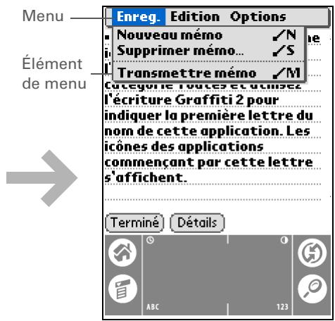 PALM ZIRE 31 - Utilisation des menus - 2