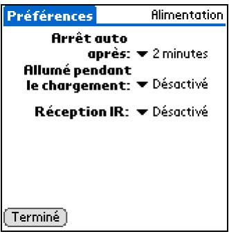 PALM ZIRE 31 - Sélection de paramètres d'économie d'énergie - 4