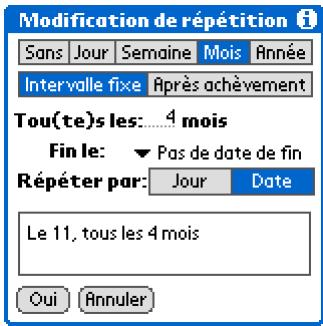 PALM ZIRE 31 - Planification d'une tâche répétée - intervalle inhabituel - 3