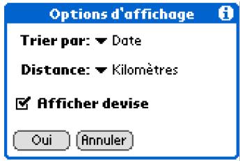 PALM ZIRE 72 - Personnalisation de la liste des dépenses - 4