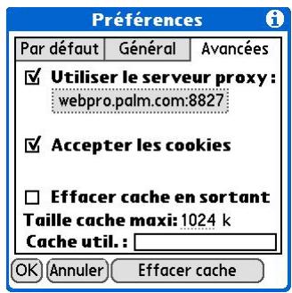 PALM ZIRE 72 - Configuration des préférences de stockage des pages web - 6