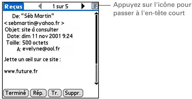 PALM ZIRE 72 - Modification de l'en-tête des e-mails - 2