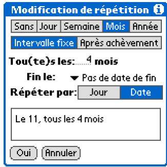 PALM ZIRE 72 - Planification d'une tâche répétée - intervalle inhabituel - 5