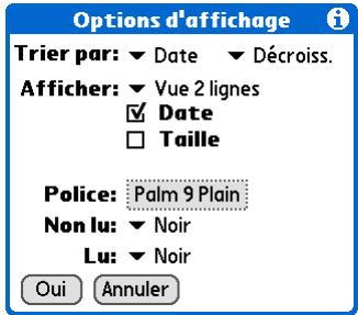 PALM ZIRE 72 - Personnalisez les éléments ci-après : - 1