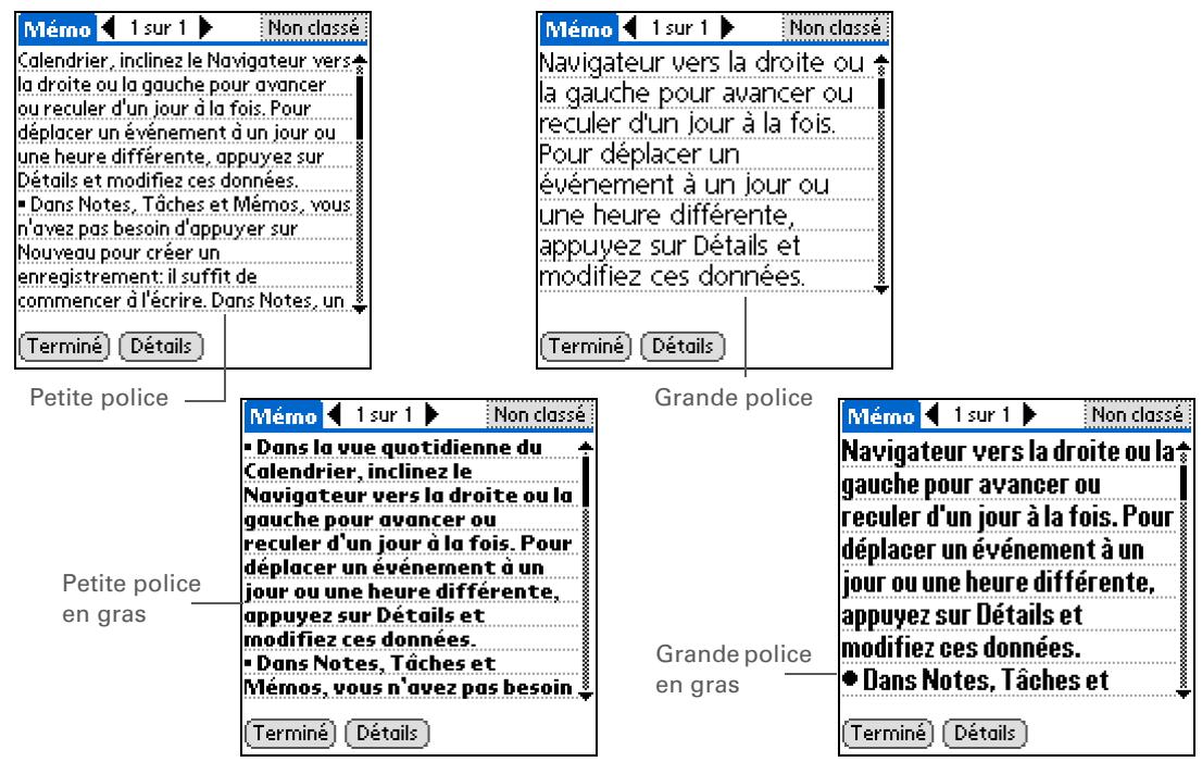 PALM ZIRE 72 - Modification des polices de l'écran - 1