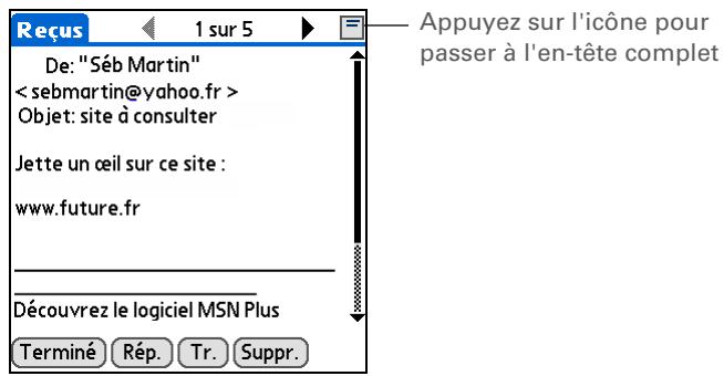 PALM ZIRE 72 - Modification de l'en-tête des e-mails - 1