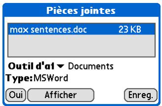 PALM ZIRE 72 - Enregistrement de pièces jointes sur une carte d'extension - 2