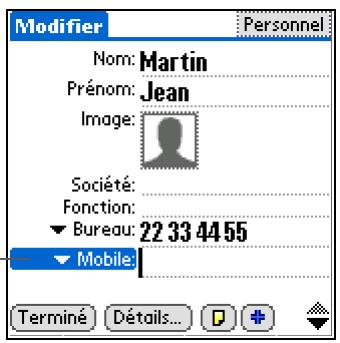 PALM ZIRE 72 - Sélection des types de champs de contact - 2