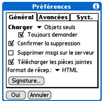 PALM ZIRE 72 - Sélectionnez les préférences : - 1