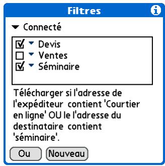 PALM ZIRE 72 - Activation et désactivation des filtres - 1