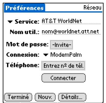 PALM ZIRE 72 - Configuration d'un profil de service - 1