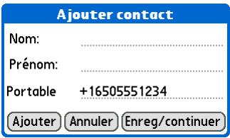 PALM ZIRE 72 - Enregistrement d'un numéro de téléphone dans les contacts - 2